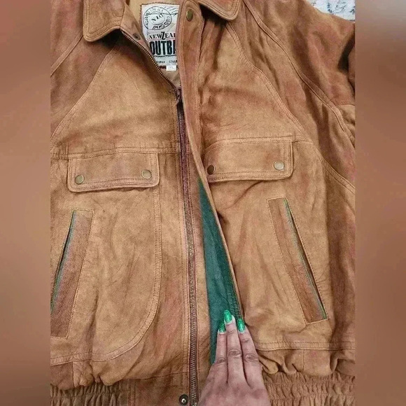 New Zealand Outback Men's Vintage 90's Brown 100% Leather Bomber Jacket, sz XL - Picture 10 of 15